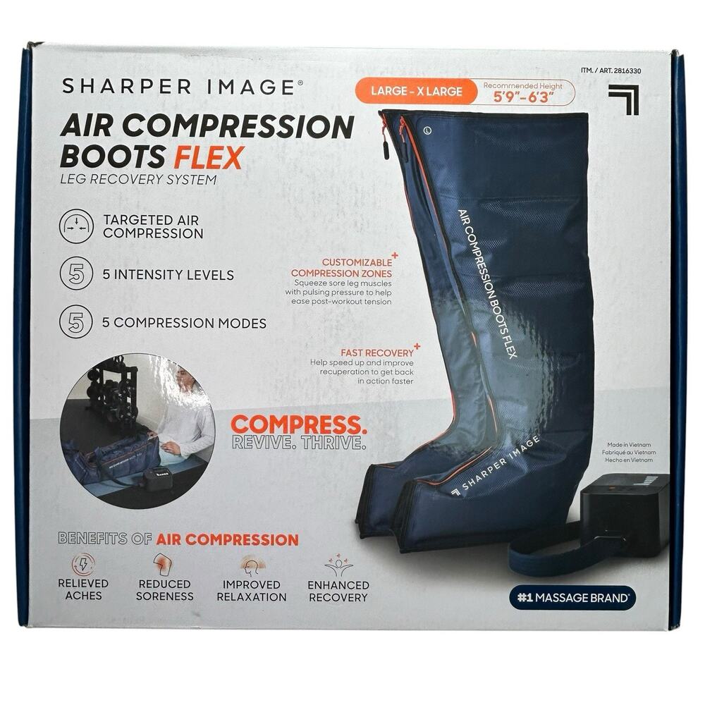 New-Open Box Sharper Image Air Compression Boots Flex Leg Recovery System S/M